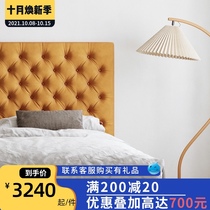 JIXI bed light luxury modern simple leather fabric retro Nordic soft bag small apartment double bed multi frame