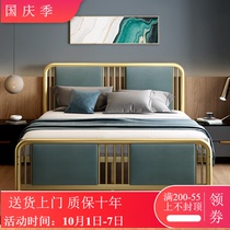 Modern simple light luxury soft bag iron bed gold net red iron frame bed 1 2 meters 1 5 B & B iron bed mattress package