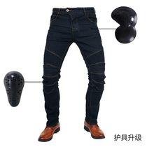 Riding jeans motorcycle mens elastic wind-proof warm locomotive anti-wrestling pants Four Seasons Summer Slim pants winter