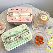 Girl heart cute lunch box childrens lunch box environmental protection portable separation office workers can be microwave heating