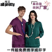 Cotton purple surgical gown Hand washing suit Short sleeve suit Isolation gown Brush hand suit Surgical gown Nurse doctor overalls
