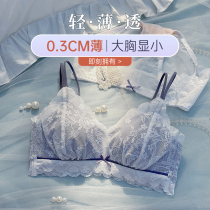 Underwear womens thin section big chest show small chest lace passionate cat summer beauty back anti-sagging bra cover suit summer
