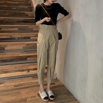 Net red temperament foreign style Little man Hepburn light cooked wind age-reducing wide-leg pants fried street casual fashion two-piece suit summer