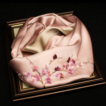 Real Silk Embroidery Scarf Lengthened Su Embroidered Mulberry Silk Scarf Spring Autumn Suzhou Embroidered Beauty Embroidered Scarf with Neck Qipao Featured Gift