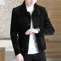 Autumn mink fur jacket Young men Korean version slim lapel fur coat mens short British small windbreaker tide