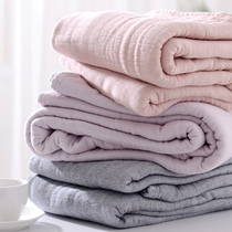 Japanese minimalist 4 layers thickened gauze blanket pure cotton air conditioning soft woolen cloth by double spring and summer thickened sheet