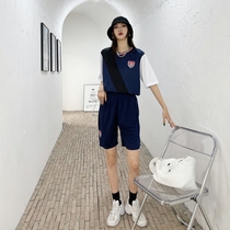 Korean fake two-piece football suit sports suit class suit male and female students hip-hop loose team uniform competition printing numbers