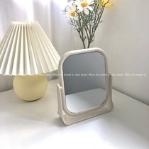 Korea ins simple style desktop makeup mirror adjustable angle double mirror student dormitory vanity mirror to send brush