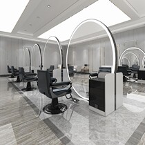 Barber shop round mirror table Net red hair salon dedicated monomirror hair shop with lamp double-sided floor to cut hair mirror