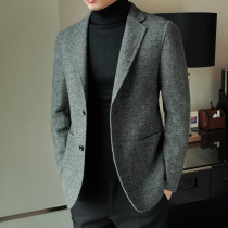 Double-sided casual suit mens Korean version of the trend wool woolen cloth coat short thick slim jacket small suit