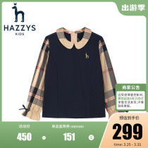 Hazzys Haggis childrens clothes girls sweatshirt 2022 spring new product in the big boy back collar zip panel top