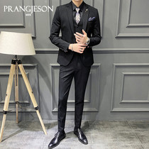 Mens suit suit Spring and summer business casual striped wedding groom dress Slim suit professional formal fashion trend