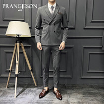Bridegroom suit suit men English style large size double-breasted suit wedding dress business casual professional dress