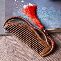  Zhou Guangsheng wood comb Black gold sandalwood comb gift box lettering gift for long hair lady comb womens natural wood