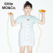 little moco childrens clothing summer new children cotton linen white denim strap girl tide