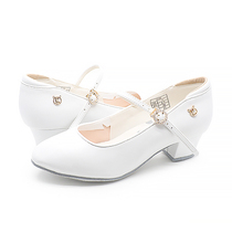 SHOBU Shengwu ADS childrens dance shoes Childrens low heel modern girls modern AM7024 diamond buckle white shoes