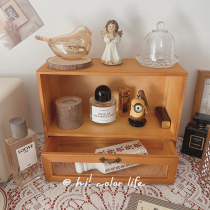vintage wooden cosmetics rack jewelry storage box ins desktop retro drawer style middle ancient cabinet