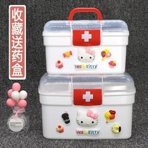 Household small cartoon multi-layer medicine box Medical box students portable cute small medicine box dormitory college students storage box