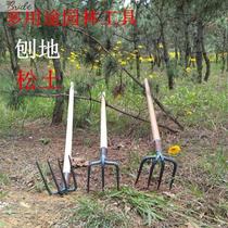 Iron rake steel rake nail Harrow grappling hook garden soil three-tooth four-tooth rake rake agricultural tools