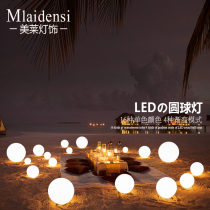 LED luminous round ball light outdoor seven color charging landscape courtyard lamp hanging lamp waterproof solar spherical grass terrace lamp