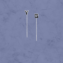 2021 New Tide Pure Silver Black Letter Earline Temperament Earrings Suitable for a round face Lean Stream Suxia Ear Accessories