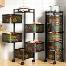 Rotating kitchen shelving multilayer storage rack floor multifunction nip sewn fruit and vegetable basket special storage shelf