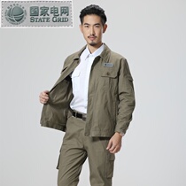 Pure cotton National Grid overalls set mens labor insurance clothing jacket electrical power supply bureau power plant spring