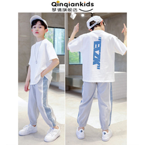 Boys summer clothing suit 2022 new boy handsome fashion CUHK childrens slim fit short sleeve sports Two sets