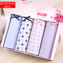 Butterfly Anven Panties Woman Breathable Pure Cotton Medium Waist Large Code Sexy Fresh Printed High Waisted Lady Flat Angle Pants Gift Box