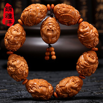 Olive core hand string Su Gong Eight God of Wealth Bracelet Master Hand Carved Eight Fang Cai Wen Play Accessories Men and Womens
