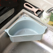 Drain garbage pool hanging triangle basket kitchen sink Peel washing vegetable leaf box rag storage suction cup blue storage