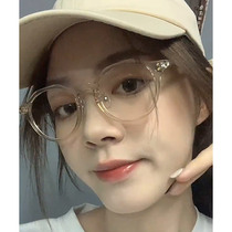 Tea color glasses frame womens tide Net red with anti-radiation anti-blue transparent eyes can be equipped with glasses myopia glasses women