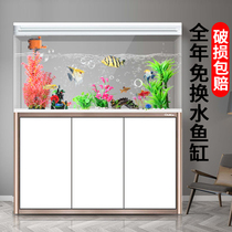 Small and medium living room fish tank aquarium home lazy people change water free HD glass ecological large fish tank with bottom cabinet