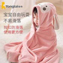 Tong Tai Newborn Baby Absorbent Bath Towels Bath Coral Suede Baby Cloak Children With Cap Ratio Pure Cotton Soft Bathrobe