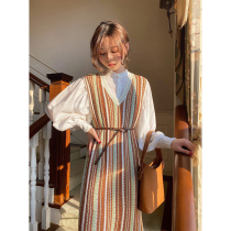 Early autumn new womens chic high-grade dress two-piece French retro tea break temperament small fragrant style dress