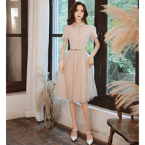 Champagne evening gown women can normally wear high-end banquets temperament small sub-bridesmaids dress with a small crowdsourced light and luxurious