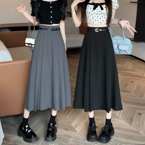 Летний костюм, приталенная длинная юбка, большой размер, плиссированная юбка, по фигуре, А-силуэт