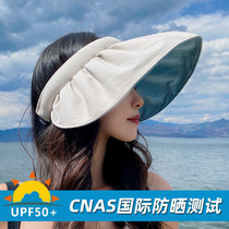 Shell hat womens summer thin sunshade sunscreen anti-ultraviolet outdoor beach empty top big eaves hairband sun hat