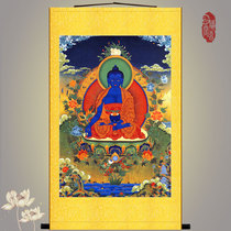 Pharmacist Buddha statue hanging painting Thangka pharmacist Tagataka Buddhism Buddha Hall knot painting Silk scroll painting custom