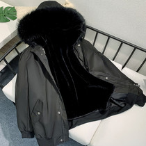 2021 winter new Parker clothing mens fashion short fur coat fur one-piece hooded liner mink hair detachable