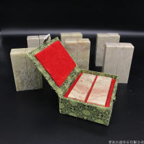 Qingtian stone flat head Chapter 2 5x8cm couple pair chapter natural pattern pair seal seal stone with brocade box