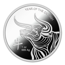 Spot] 2021 Bull Year Lucky Silver Badge 999 Pure Silver 1 Oz Edge Engraving Number