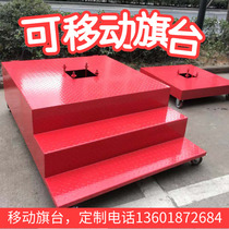Mobile flagpole kindergarten flagpole activity flag-raising platform School telescopic lift pole sub-section stainless steel 8 meters 9 meters 12