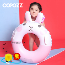 COPOZZ swimming ring Childrens lifebuoy cute inflatable with handrails baby water swimming equipment thickened large size