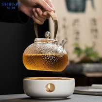 Heat-resistant glass flower teapot with filter insulation electric ceramic stove tea maker afternoon tea set heating candle base