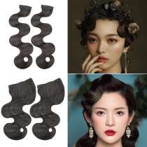 Retro Republic of China style female hand push corrugated cheongsam bangs pull flower bow Roman curl wig princess curl hairstyle