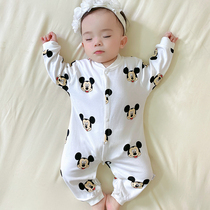 Baby one-piece dress lady Xia Bo Yang Gas Newborn Baby Clothes Spring Autumn Spring Clothing Baby Pure Cotton Pyjamas Mens Autumn Clothes