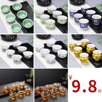 Kung Fu small tea cup 6 purple sand ceramic single master cup glass cup tea set tea cup tea bowl white porcelain