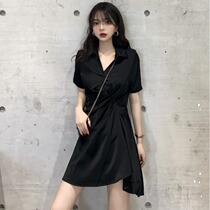 2022 new micro-fat sister Lions dress girl Summer dress mm Big code Female dress Belly Display Slim Fold Cashew