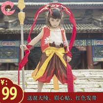Nezhas Devil Boy Who Costume cos Childrens Antique Women Animation cosplay Wig Show Full Set